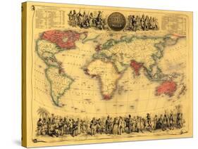 World Map Showing British Empire - Panoramic Map-Lantern Press-Stretched Canvas
