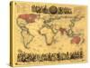 World Map Showing British Empire - Panoramic Map-Lantern Press-Stretched Canvas