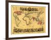 World Map Showing British Empire - Panoramic Map-Lantern Press-Framed Art Print