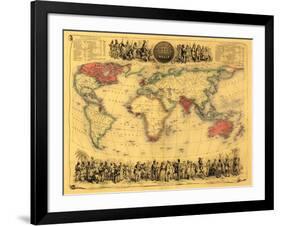 World Map Showing British Empire - Panoramic Map-Lantern Press-Framed Art Print