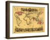 World Map Showing British Empire - Panoramic Map-Lantern Press-Framed Art Print