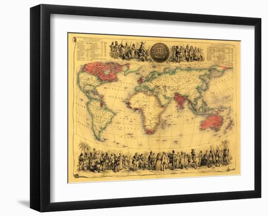 World Map Showing British Empire - Panoramic Map-Lantern Press-Framed Art Print