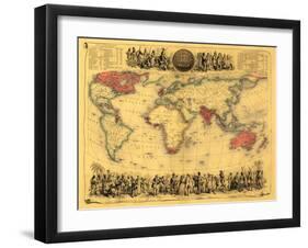 World Map Showing British Empire - Panoramic Map-Lantern Press-Framed Art Print