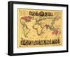 World Map Showing British Empire - Panoramic Map-Lantern Press-Framed Art Print