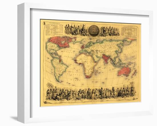 World Map Showing British Empire - Panoramic Map-Lantern Press-Framed Art Print