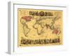 World Map Showing British Empire - Panoramic Map-Lantern Press-Framed Art Print