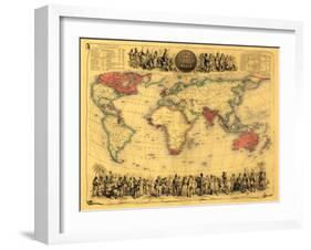 World Map Showing British Empire - Panoramic Map-Lantern Press-Framed Art Print