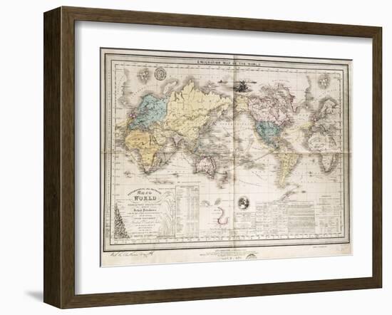 World Map Showing British Possessions and Emigration Routes, 1851-Smith Evans-Framed Giclee Print