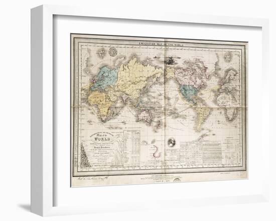 World Map Showing British Possessions and Emigration Routes, 1851-Smith Evans-Framed Giclee Print