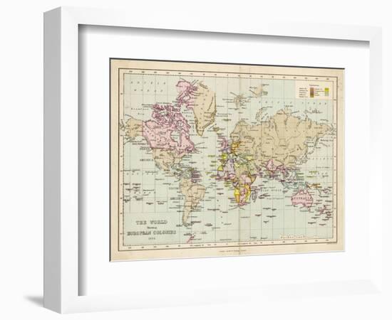 World Map Showing the European Colonies-F.s. Weller-Framed Art Print