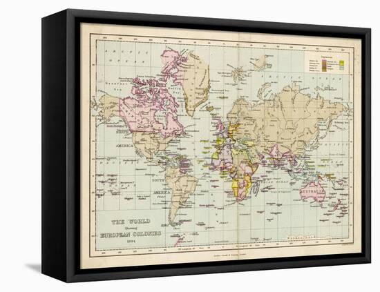 World Map Showing the European Colonies-F.s. Weller-Framed Stretched Canvas