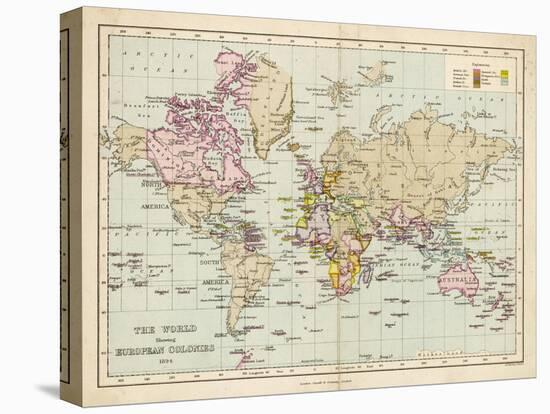 World Map Showing the European Colonies-F.s. Weller-Stretched Canvas