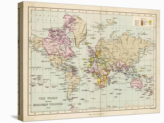 World Map Showing the European Colonies-F.s. Weller-Stretched Canvas