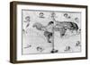 World Map Tracing Magellan's World Voyage, from the Portolan Atlas of the World, c.1540-Battista Agnese-Framed Giclee Print