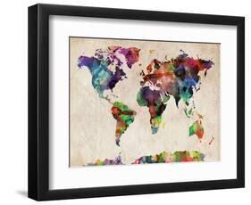 World Map Urban Watercolour-Michael Tompsett-Framed Art Print