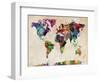 World Map Urban Watercolour-Michael Tompsett-Framed Art Print