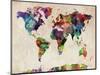 World Map Urban Watercolour-Michael Tompsett-Mounted Art Print