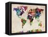 World Map Urban Watercolour-Michael Tompsett-Framed Stretched Canvas