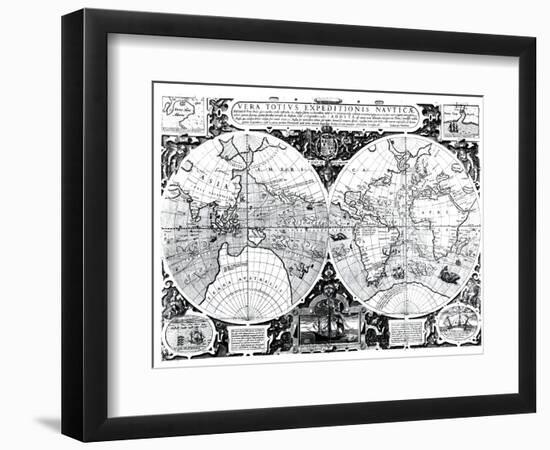 World Map; Vera Totius Expeditionis Nauticae-null-Framed Giclee Print