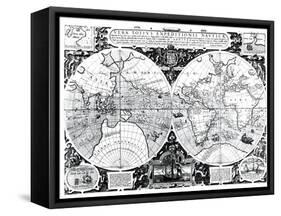 World Map; Vera Totius Expeditionis Nauticae-null-Framed Stretched Canvas