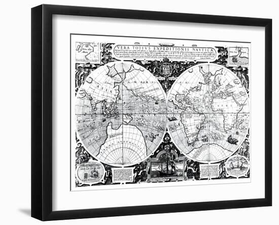 World Map; Vera Totius Expeditionis Nauticae-null-Framed Giclee Print