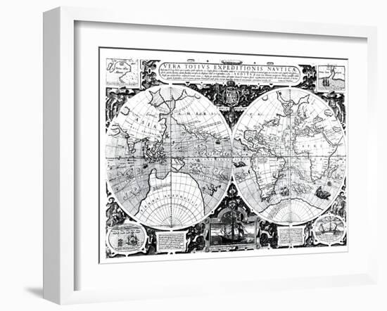 World Map; Vera Totius Expeditionis Nauticae-null-Framed Giclee Print