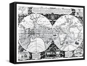 World Map; Vera Totius Expeditionis Nauticae-null-Framed Stretched Canvas