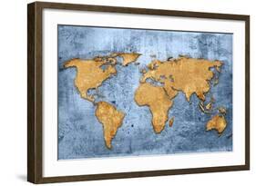 World Map Vintage Artwork-ilolab-Framed Art Print