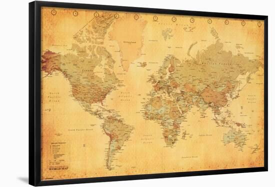 World Map - Vintage Style-null-Framed Poster