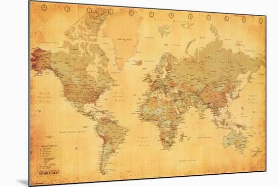 World Map - Vintage Style-null-Mounted Poster