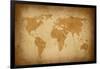 World Map-Vintage-ilolab-Framed Art Print