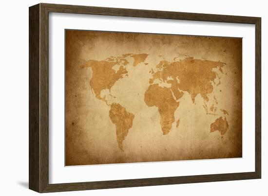 World Map-Vintage-ilolab-Framed Premium Giclee Print