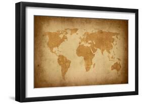 World Map-Vintage-ilolab-Framed Art Print