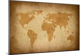 World Map-Vintage-ilolab-Mounted Art Print