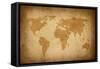 World Map-Vintage-ilolab-Framed Stretched Canvas