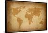 World Map-Vintage-ilolab-Framed Stretched Canvas