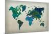 World Map Watercolor (Cool)-null-Mounted Poster