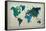 World Map Watercolor (Cool)-null-Framed Stretched Canvas