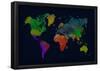 World Map Watercolor (Dark)-null-Framed Poster