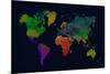 World Map Watercolor (Dark)-null-Mounted Poster