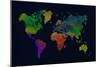 World Map Watercolor (Dark)-null-Mounted Poster