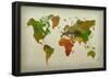 World Map Watercolor (Warm)-null-Framed Poster