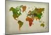 World Map Watercolor (Warm)-null-Mounted Poster