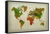 World Map Watercolor (Warm)-null-Framed Stretched Canvas