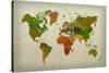 World Map Watercolor (Warm)-null-Stretched Canvas