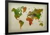 World Map Watercolor (Warm)-null-Framed Poster