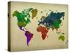 World Map Watercolor-null-Stretched Canvas