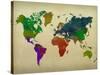World Map Watercolor-null-Stretched Canvas