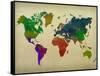 World Map Watercolor-null-Framed Stretched Canvas