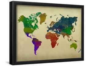 World Map Watercolor-null-Framed Poster